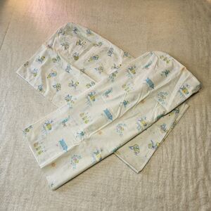 Vintage Children's Cartoon Cotton Crib Fitted Sheets Pastel 2 Pc Lot Nursery